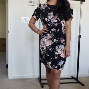 Black and Floral Shift Dress